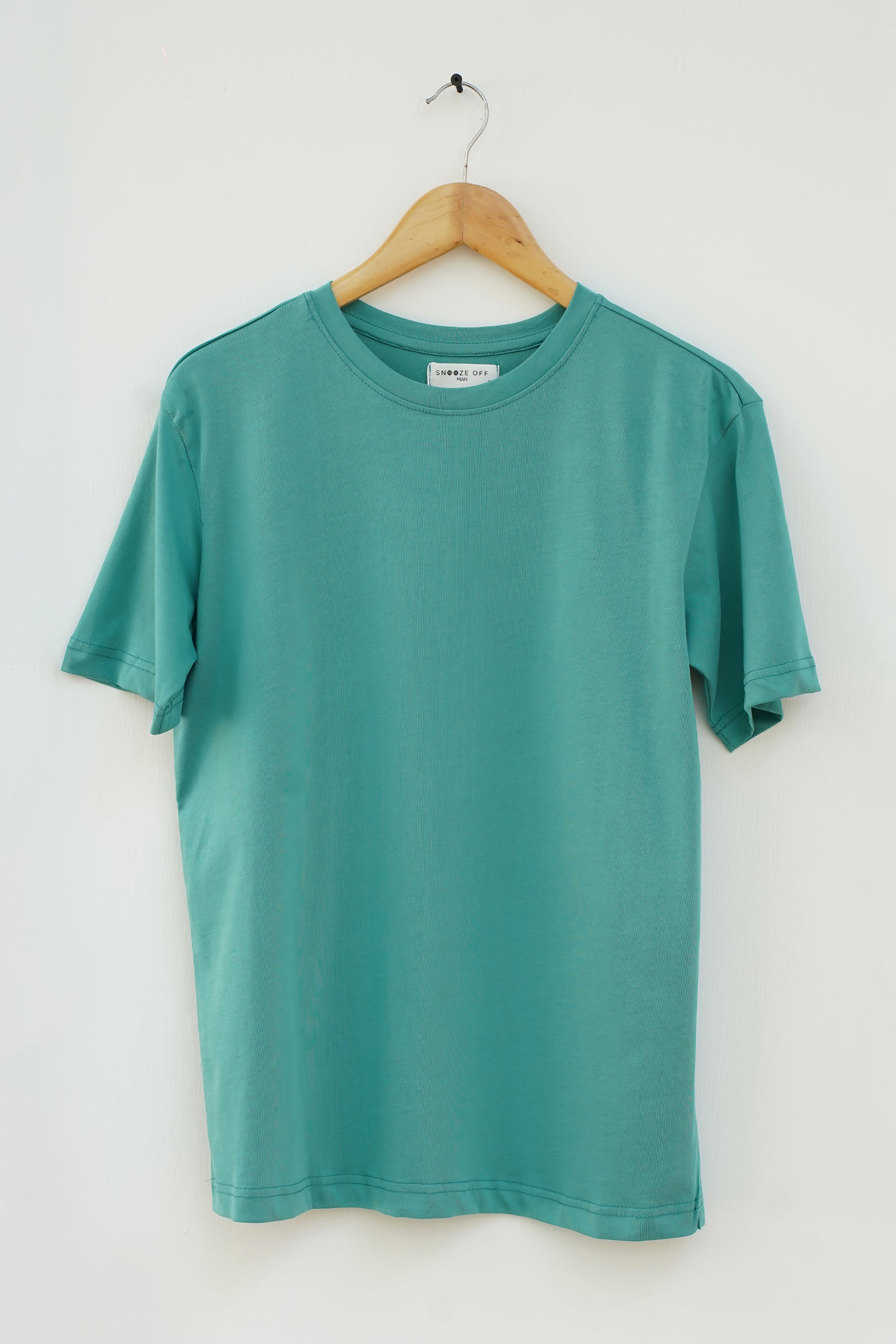 Men's Turquoise 100% Cotton Luxe Knit T-Shirt | Crew Neck - Snoozeoff