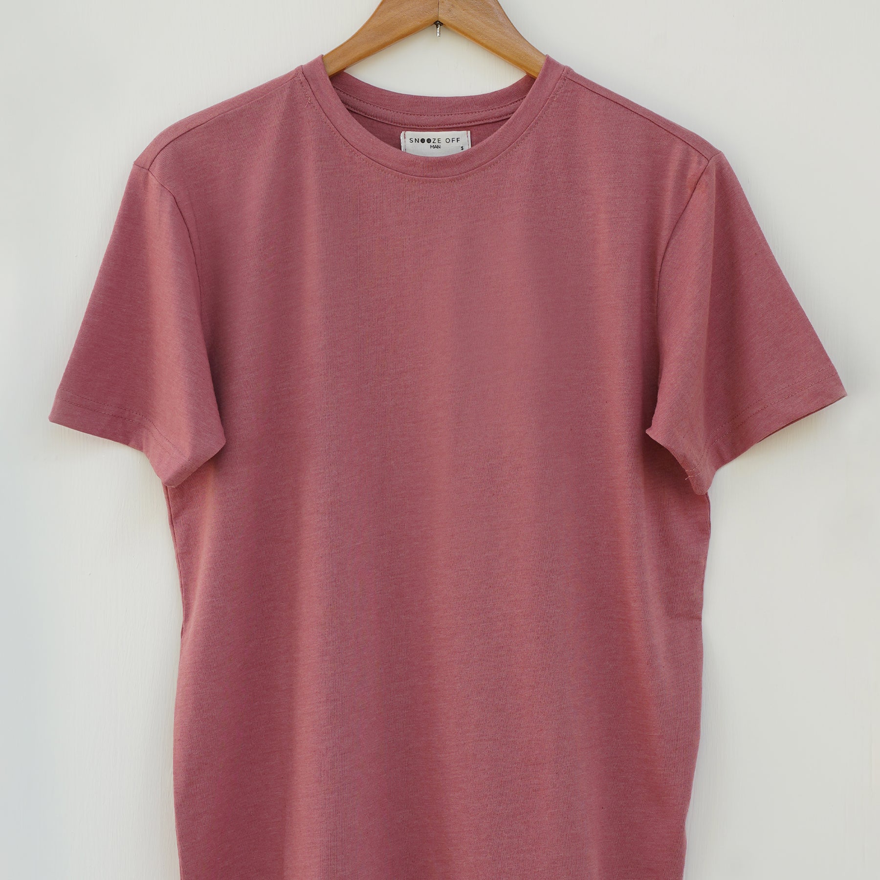 Men's Dusty Pink Melange 100% Cotton Luxe Knit T-Shirt | Crew Neck - Snoozeoff
