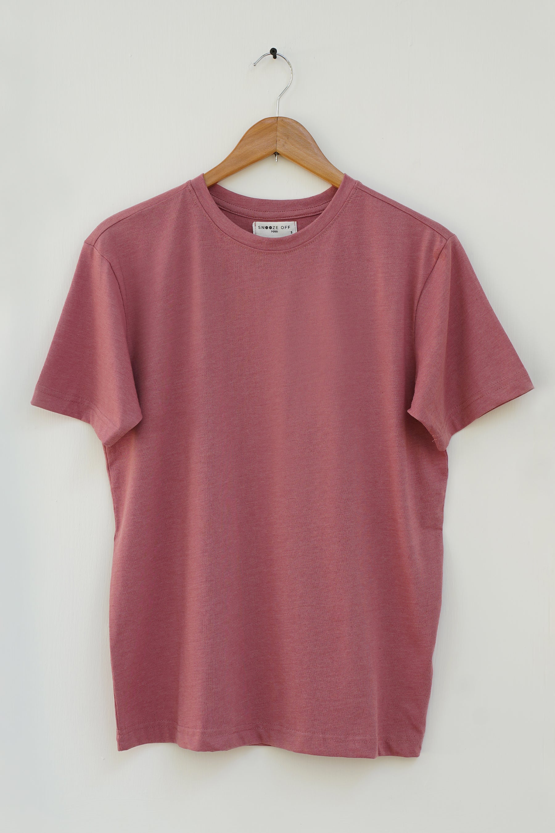 Men's Dusty Pink Melange 100% Cotton Luxe Knit T-Shirt | Crew Neck - Snoozeoff