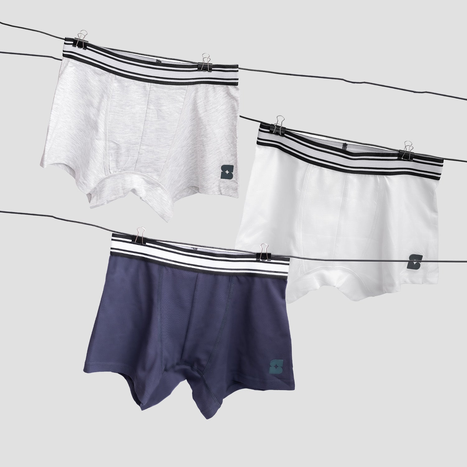 Pack of Three (Navy Blue + Grey + White)