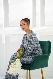 Classic and stylish Blossom in Blue Women's Button Down Shirt Pajama Set for everyday comfort.