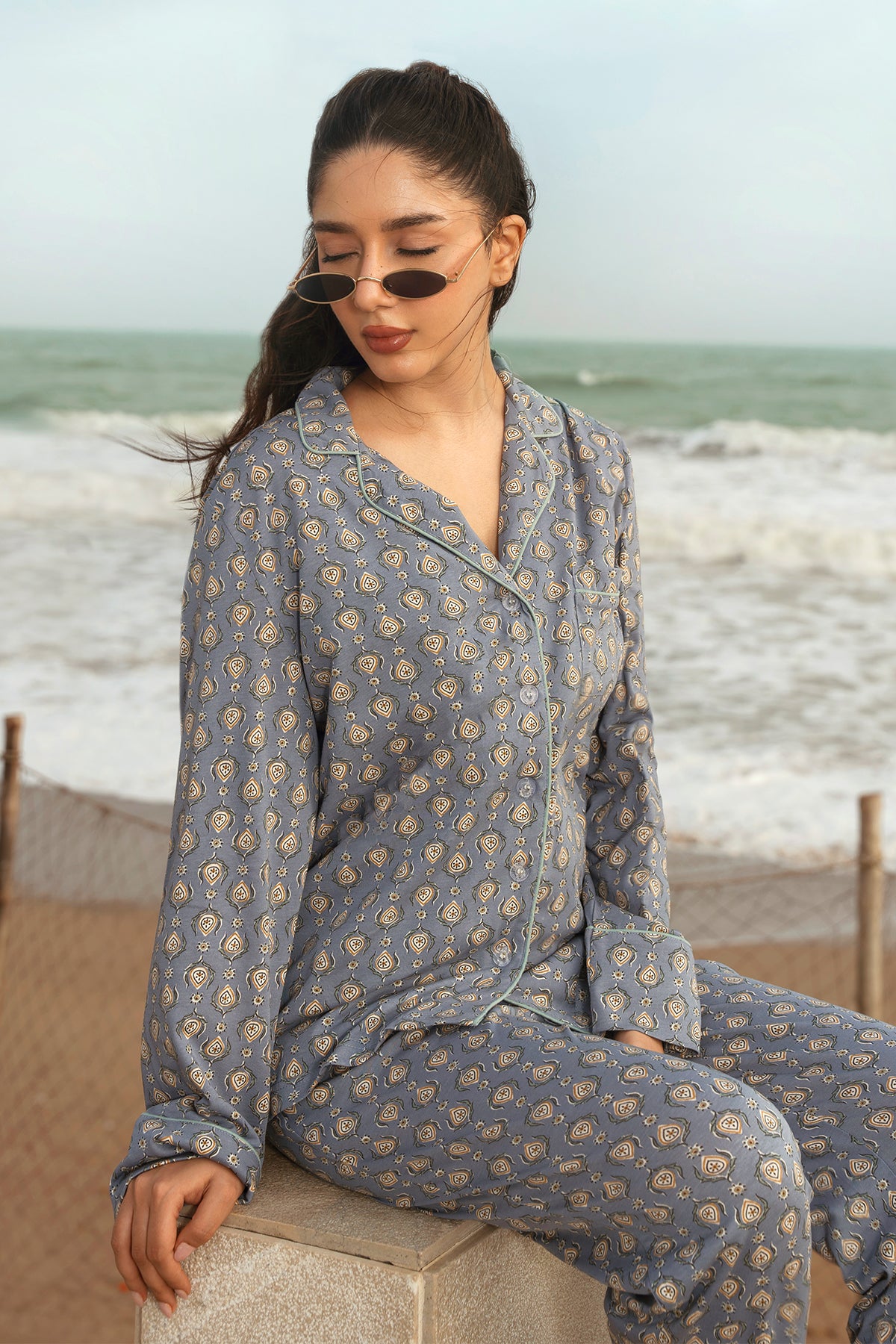 Featuring a soft button-down shirt and relaxed pajama bottoms, the Country Air Cozy Button Down Shirt for Women is great for everyday wear.