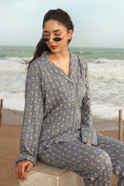 Featuring a soft button-down shirt and relaxed pajama bottoms, the Country Air Cozy Button Down Shirt for Women is great for everyday wear.