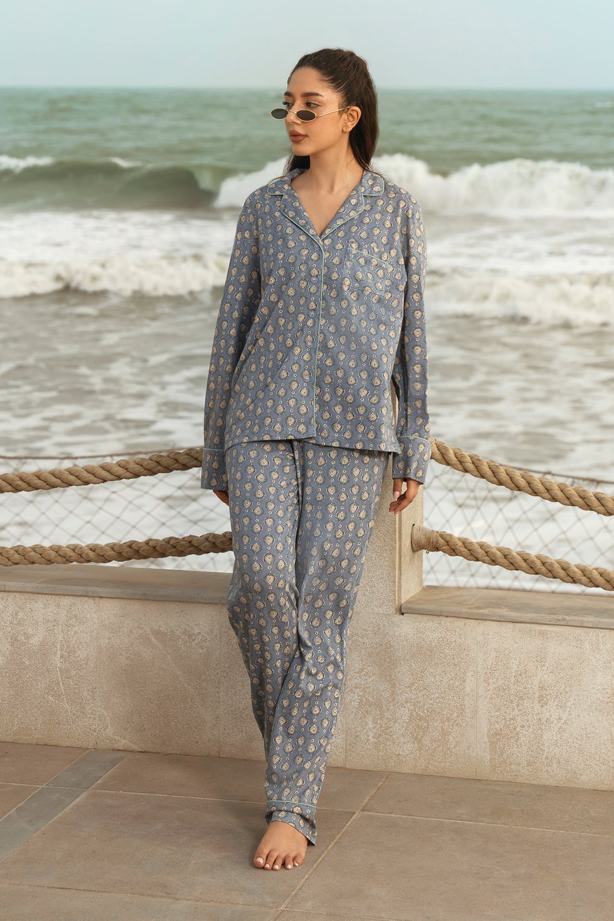 The Country Air Soft Fabric Button Down Pajamas deliver breathable comfort with a touch of elegance for any season.