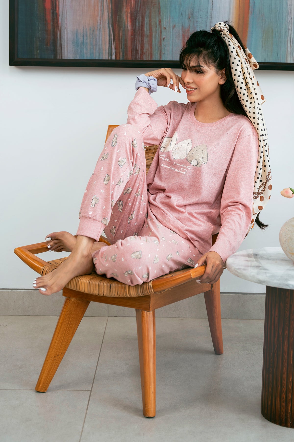 Enjoy restful nights with the Dune Blossom Pajama Set for Women, made with soft and airy material.