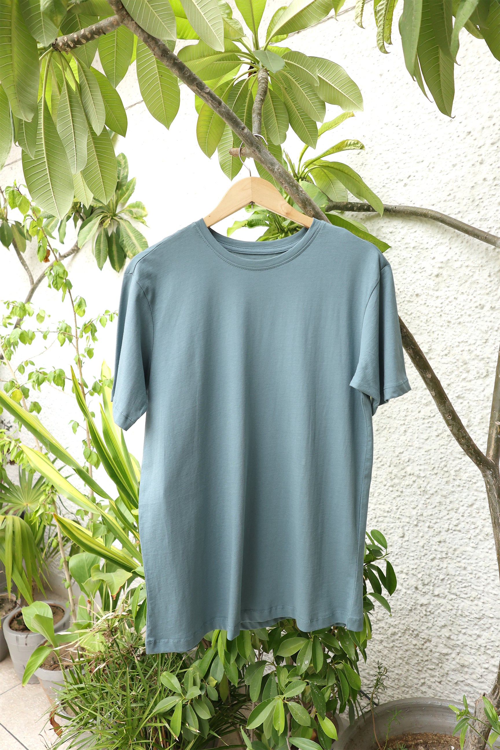 Lightweight and easy-to-wear Dusty Jade Casual Round Neck T-Shirt for any occasion.
