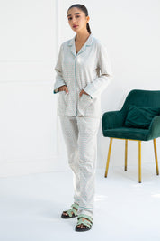 Soft and stylish Elegant Geometry Women's Button Down Pajama Set, perfect for a cozy night’s sleep.