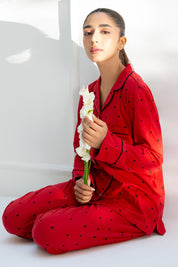 Classic and elegant, the Heartbeat Women's Button Down Shirt Pajama Set is ideal for bedtime or lounging.