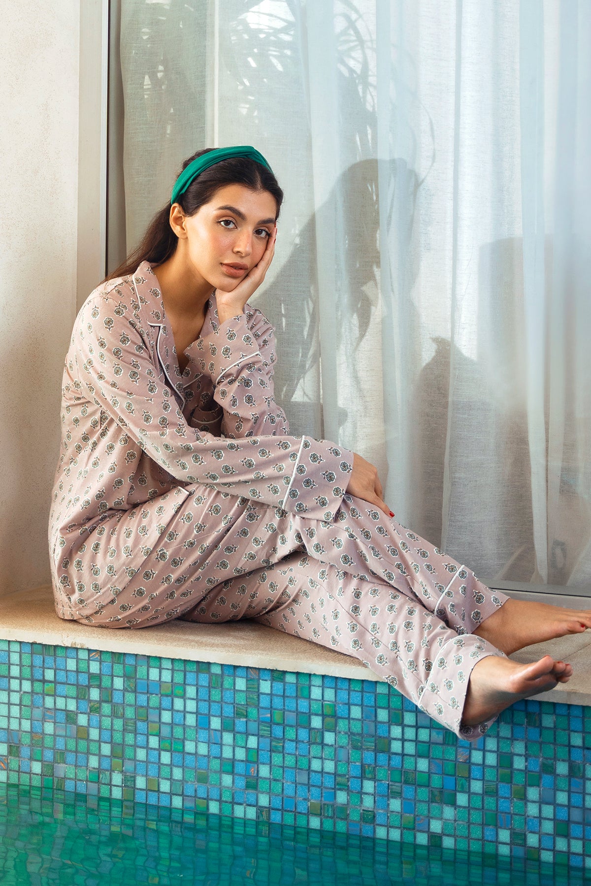 Featuring a relaxed-fit top and comfy pajama bottoms, the Serene Shore Cozy Button Down Shirt for Women is perfect for bedtime.