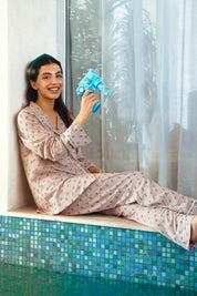 The Serene Shore Soft Fabric Button Down Pajamas bring a gentle and smooth texture for all-season comfort.