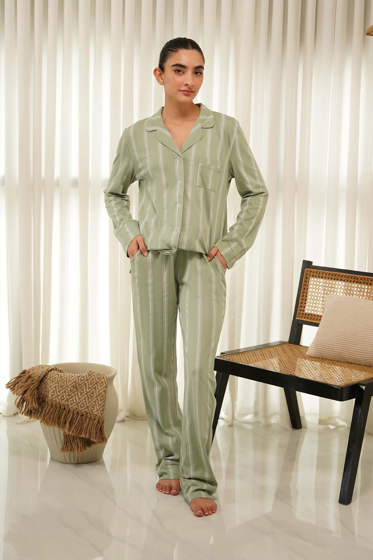 Silvie Womens Button Down Pajama Set