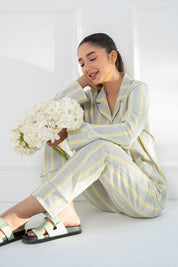Lightweight and comfortable Tranquil Harmony Women's Button Down PJ Set for all-night relaxation.