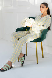 Classic and stylish Tranquil Harmony Women's Button Down Shirt Pajama Set for everyday comfort.