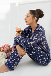Classic and stylish, the Under the Stars Navy Women's Button Down Shirt Pajama Set is a must-have.