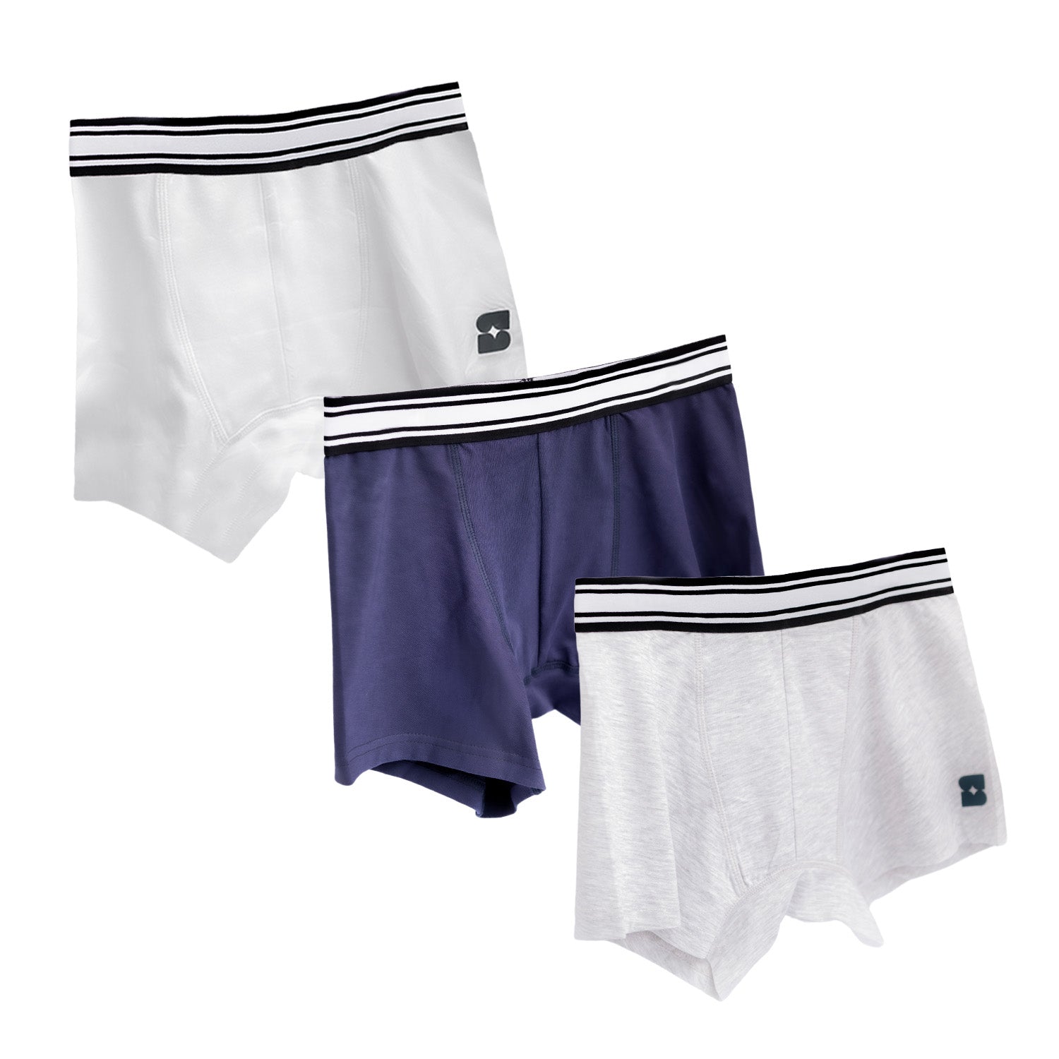 Pack of Three (Navy Blue + Grey + White)