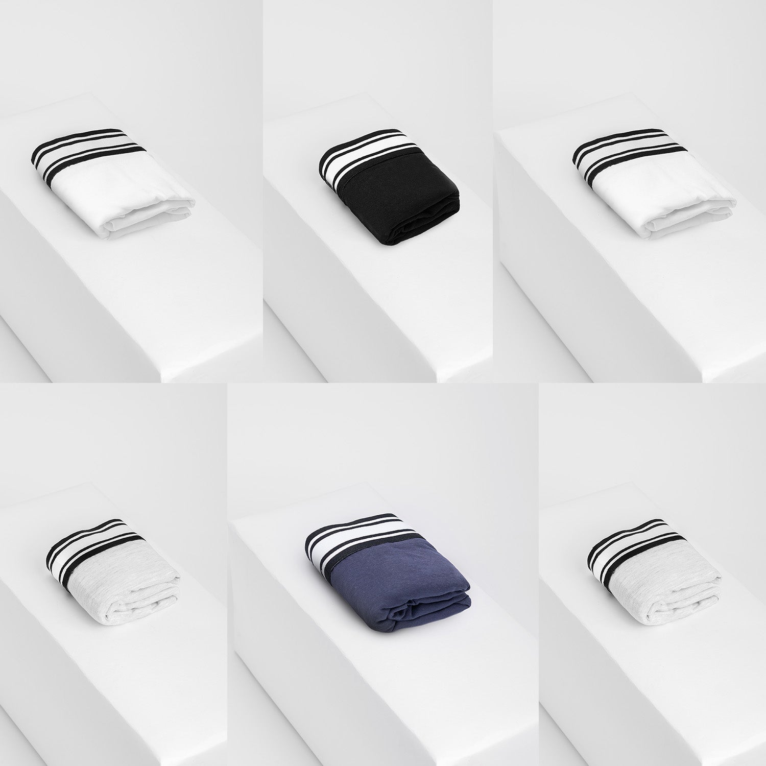 Pack of Six (2 Navy Blue + 2Grey + White + Black)