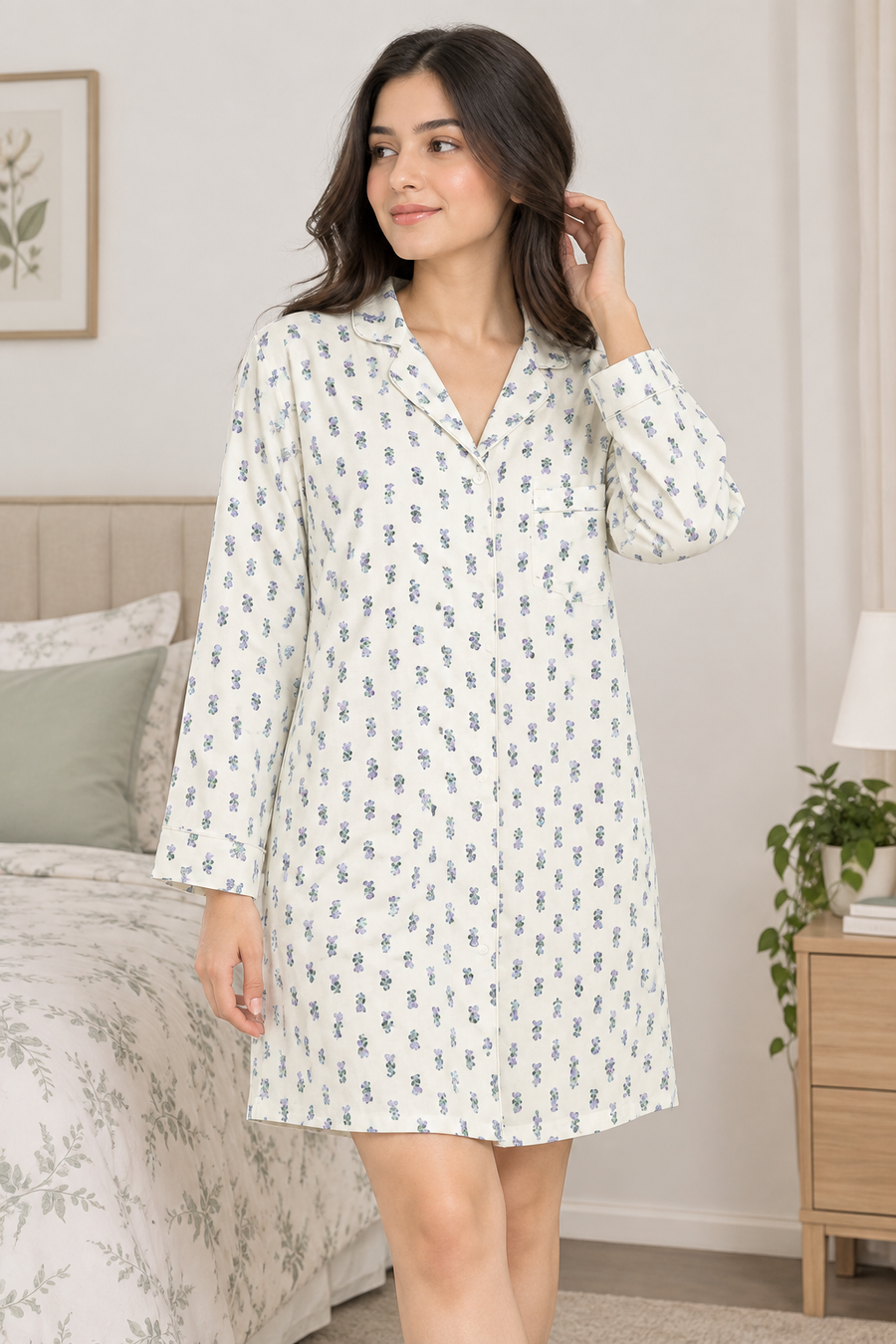White Floral Nightshirt