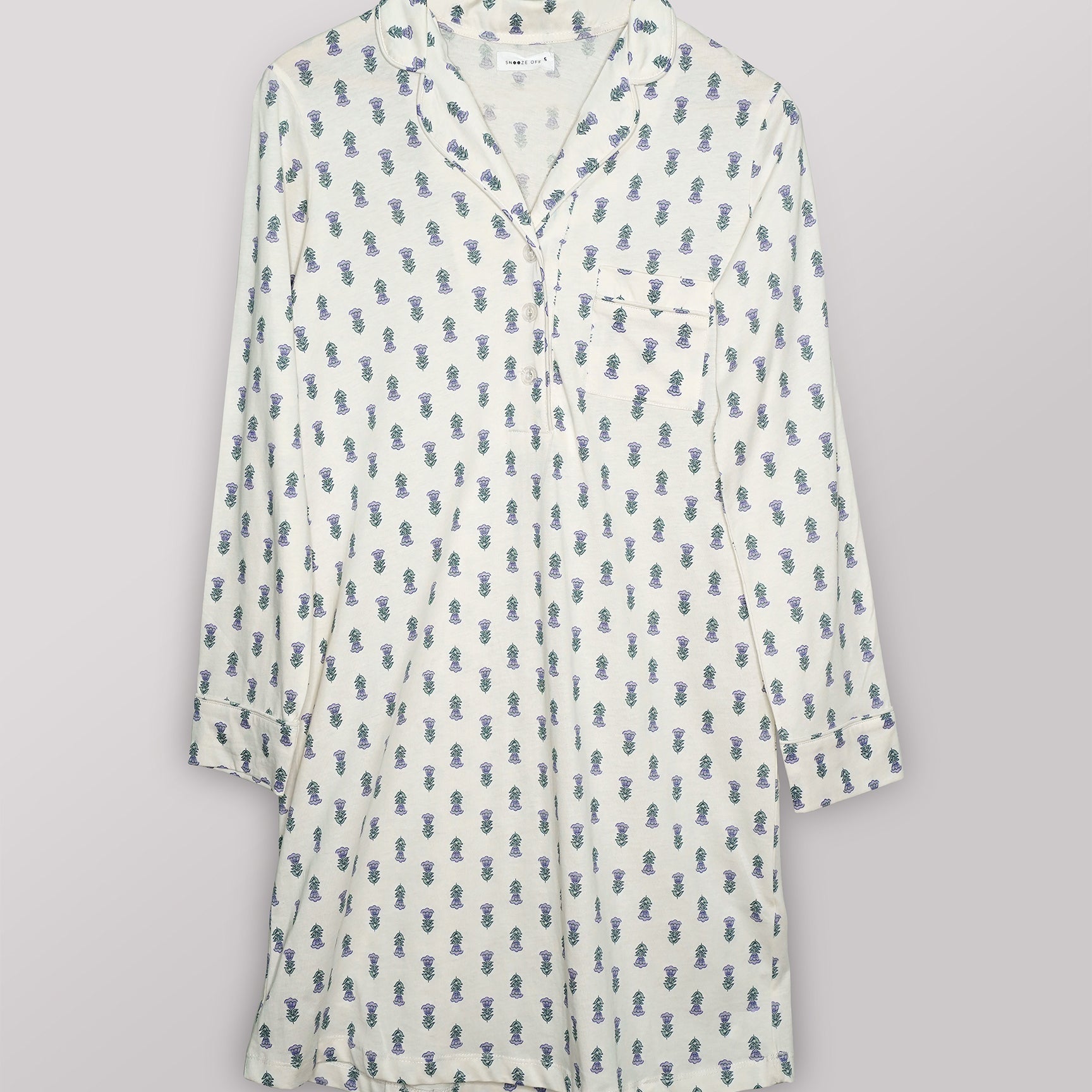 The White Floral Sleep Shirts for Women offer a soft, breathable fit for a cozy and restful night.
